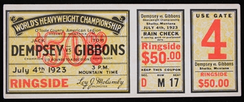 1950s Dempsey vs Gibbons Replica Ticket Postcard