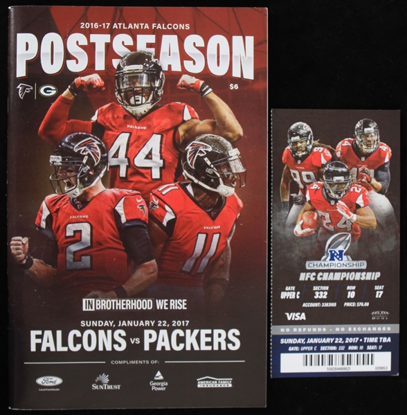 2017 Green Bay Packers vs Atlanta Falcons NFC Championship Gameday Magazine and Full Ticket (Lot of 2)