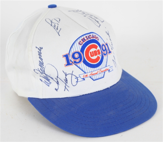 1991 Chicago Cubs Multi Signed 6th Annual Convention Cap w/ 5 Signatures Including Harry Caray with Holy Cow! Inscription, Don Zimmer, Joe Girardi & More (JSA)