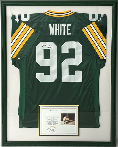 1992 Reggie White Green Bay Packers Signed 33" x 43" Framed Jersey (JSA)