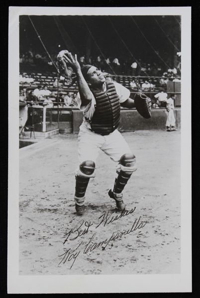 1948-1957 Roy Campanilla Brooklyn Dodgers 3.5"x5.5" B&W Postcard with Facsimile Signature