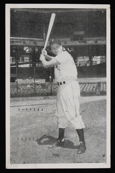 1952 Ralph Kiner Pittsburgh Pirates 3.5"x5.5" B&W Postcard