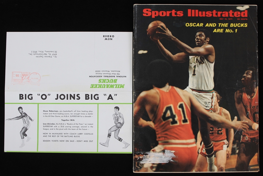 1970-1971 Milwaukee Bucks Season Ticket Order Form and Sports Illustrated Magazine (Lot of 2)