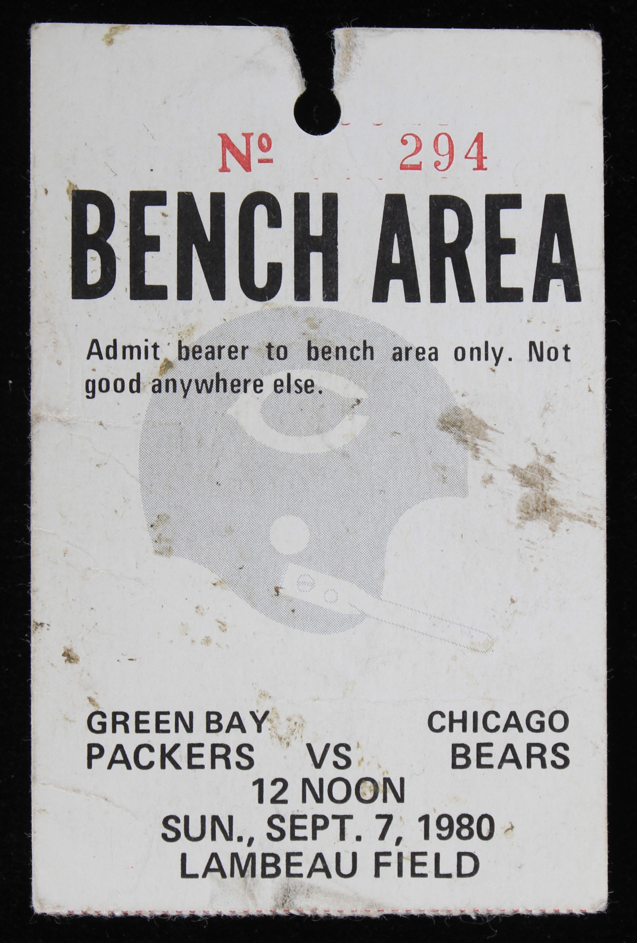 Lot Detail 1980 Green Bay Packers Vs Chicago Bears Ticket Stub