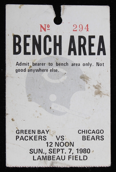 1980 Green Bay Packers vs Chicago Bears Ticket Stub (Marcols TD Run)