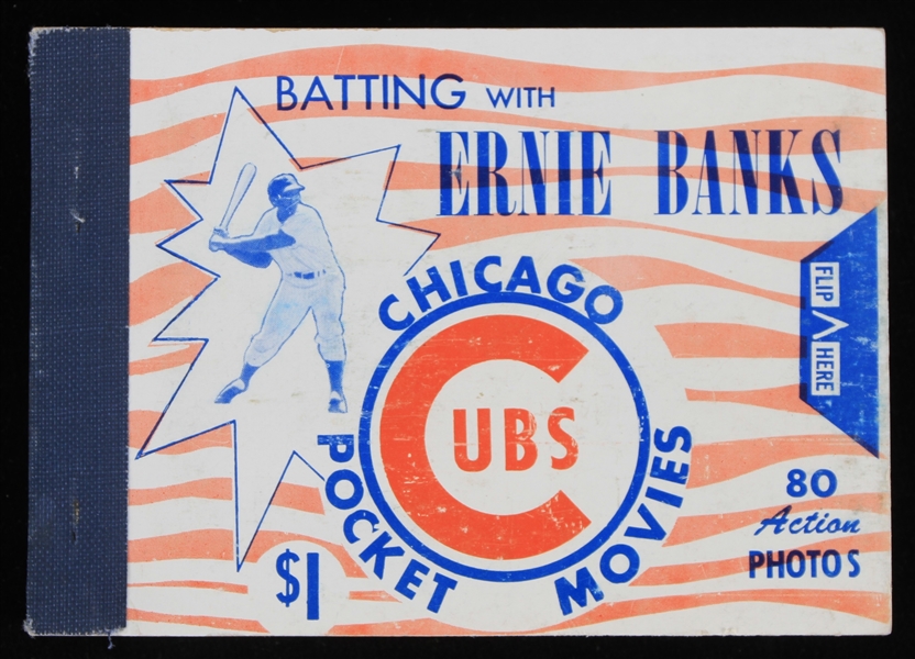 1960 Ernie Banks Chicago Cubs Batting and Fielding Pocket Movie Flip Book