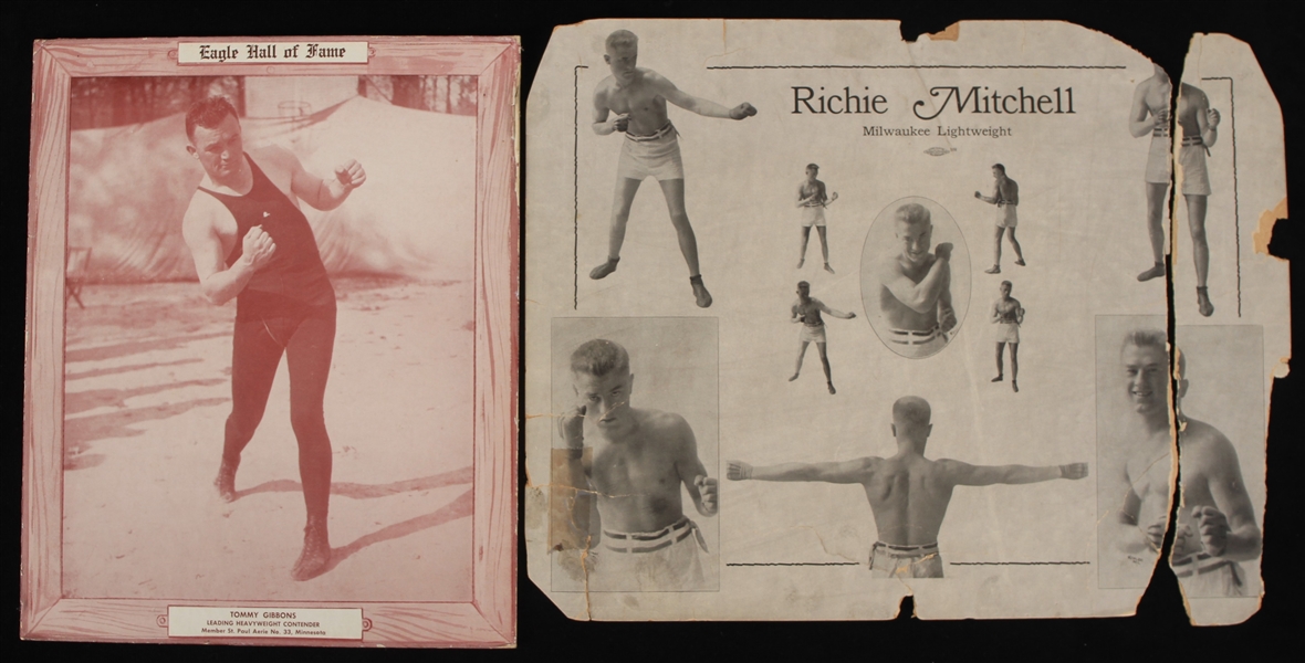 1920s Tommy Gibbons Heavyweight Richie Mitchell Lightweight Vintage Boxing Photos - Lot of 2