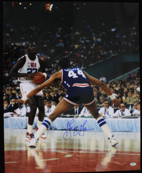 1977-1985 George Gervin NBA All Star Signed 16x20 Photo (JSA)