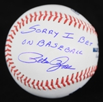 2022 Pete Rose Cincinnati Reds Signed & "Sorry I Bet On Baseball" Inscribed OML Manfred Baseball *JSA* 