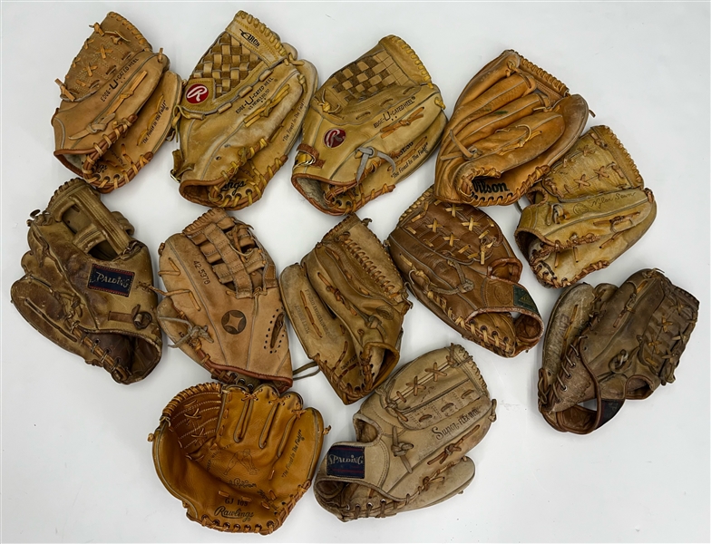 1970s-80s Player Endorsed Store Model Baseball Fielders Mitts- Lot of 12 w/ Reggie Jackson, Fernando Valenzuela, Carl Yastrzemski Lefties & More