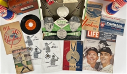 1920's--90's New York Yankees Memorabilia Collection - Lot of 16 w/ Roger Maris Mickey Mantle Items, Yankee Stadium Megaphones, Programs & More