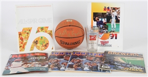 1975-2000 Sports Memorabilia Collection - Lot of 8 w/ Baseball Publications, Milwaukee County Stadium Pint Glass & Bill Walton Signed Mini Basketball (JSA)