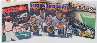 1975-2000 Sports Memorabilia Collection - Lot of 8 w/ Baseball Publications, Milwaukee County Stadium Pint Glass & Bill Walton Signed Mini Basketball (JSA)