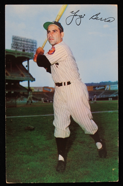 1946-1963 Yogi Berra New York Yankees 3.5"x5" Colored Postcard