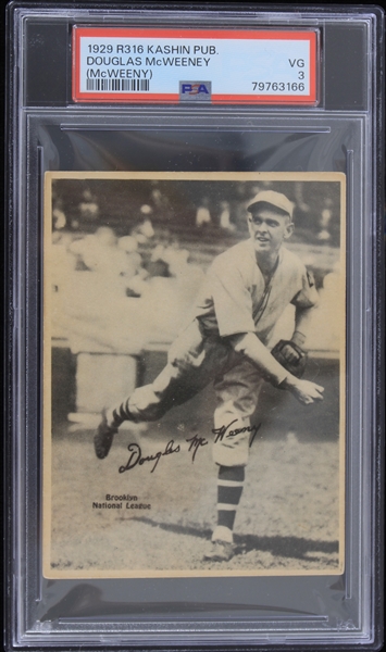 1929 Douglas McWeeney R316 Kashin Pub. Baseball Trading Card (PSA Slabbed VG 3)