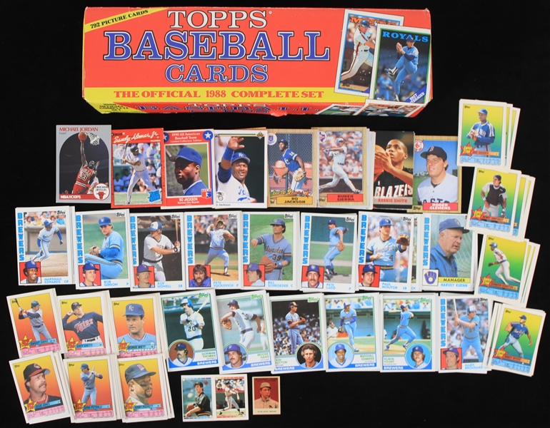 1980s-90s Baseball Trading Card Collection w/ 1988 Topps Factory Set & 125+ Loose Cards