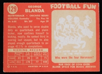 1958 George Blanda Chicago Bears Topps Trading Card #129