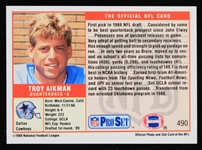 1989 Troy Aikman Dallas Cowboys Pro Set Trading Card #490