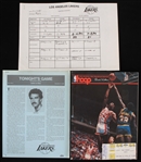 1985 Los Angeles Lakers vs New Jersey Nets Game Program Magazine Ticket Stub and Scoresheet (Lot of 4)