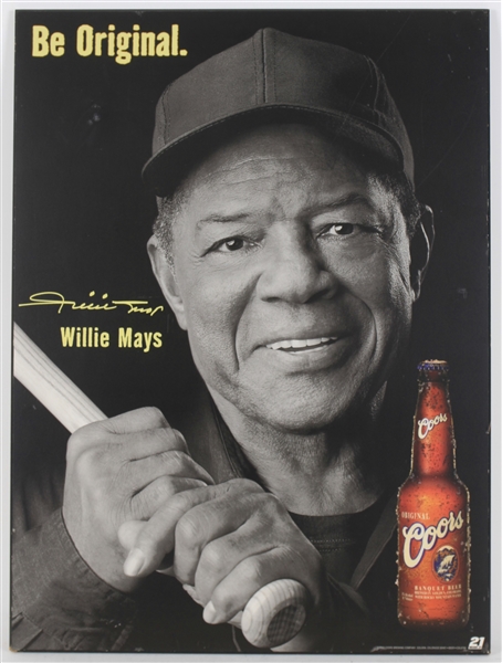 2000 Willie Mays San Francisco Giants 20" x 27" Coors Beer Be Original Advertising Sign