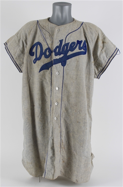 1954 Jim Hughes Brooklyn Dodgers Game Worn Road Jersey (MEARS LOA)