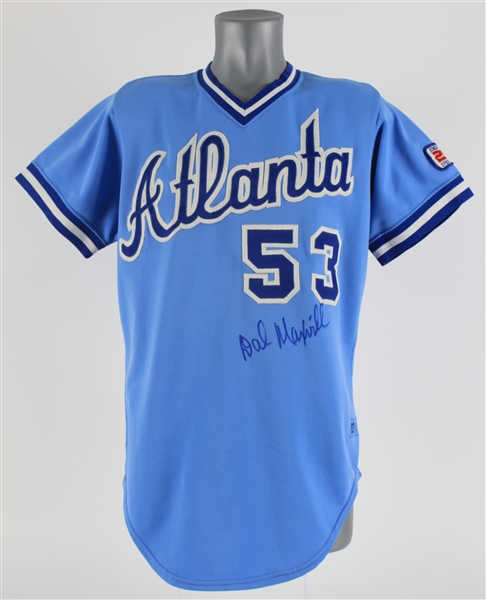 1983 Dal Maxvill Atlanta Braves Signed Game Worn Road Jersey (MEARS LOA/JSA)