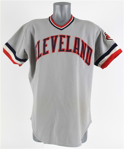 1982 Johnny Goryl Cleveland Indians Game Worn Road Jersey w/ Custom Cigarette Pack Pocket (MEARS LOA)