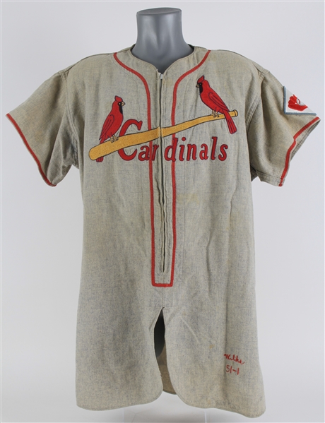 1951 Ted Wilks St. Louis Cardinals Game Worn Road Jersey (MEARS LOA) First Year Style with Yellow Bat