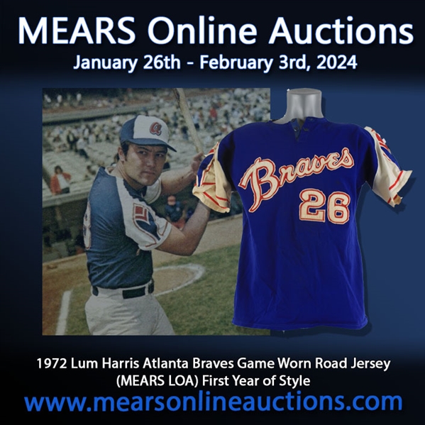 1972 Lum Harris Atlanta Braves Game Worn Road Jersey (MEARS LOA) First Year of Style