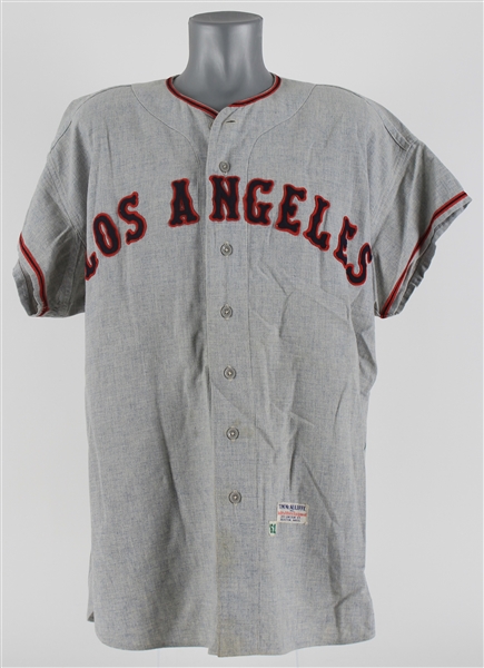 1961 Steve Bilko Los Angeles Angels Game Worn Road Jersey (MEARS LOA) Inaugural Season