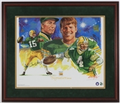1996 Bart Starr & Brett Favre Green Bay Packers Signed 29x34 "Signature Series" Framed Print (JSA)