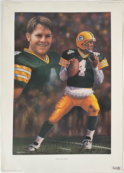 1995 Brett Favre Green Bay Packers Signed "Heart of Gold" 21x30 Print 