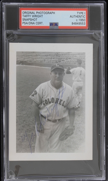1950-1953 Taffy Wright (d.1981) Louisville Colonels Signed 3"x4" B&W Photo (Type I Photo)