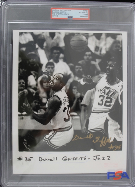 1988 Darrell Griffith Utah Jazz Autographed 8"x10" B&W Sporting News Photo (Type I Photo Auto 9) (Lot of 2)