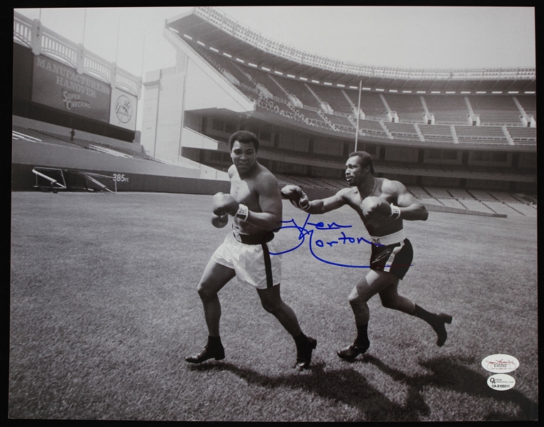 1976 Ken Norton (d.2013) Autographed 11"x14" B&W Photo with Muhammad Ali *JSA*