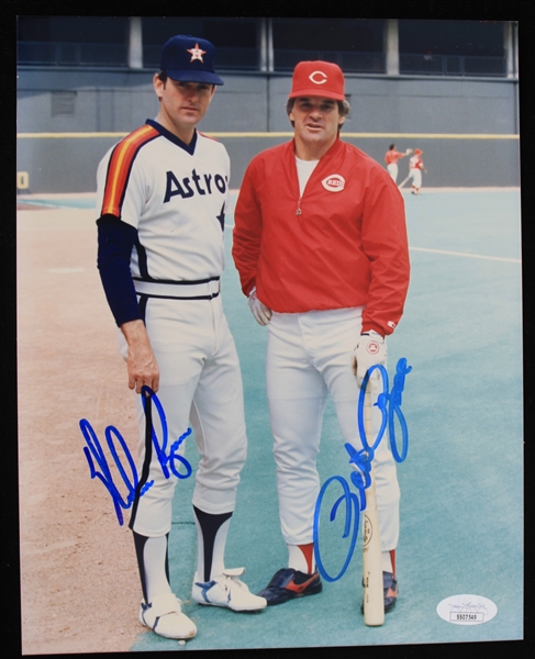 1984-86 Nolan Ryan Houston Astros and Pete Rose Cincinnati Reds Autographed 8"x10" Color Photo *JSA*