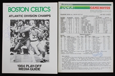 1984 Julius Erving Philadelphia 76ers Autographed Boston Celtics Playoff Media Guide (Lot of 2) (JSA)