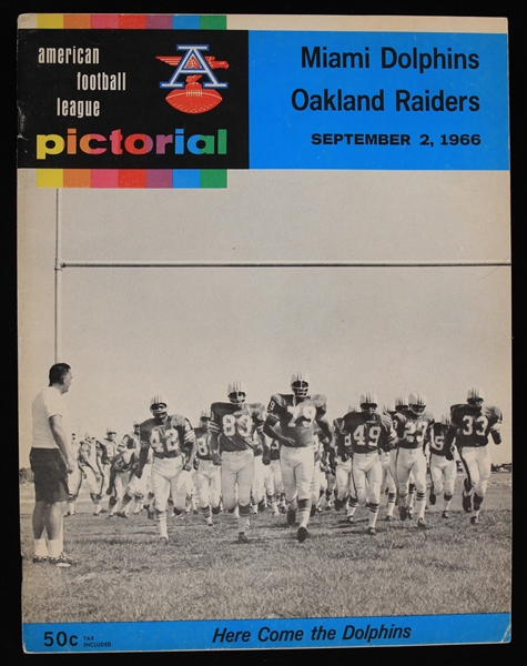 1966 (September 2nd) Miami Dolphins vs Oakland Raiders Gameday Pictorial Program (First Game In Franchise History)