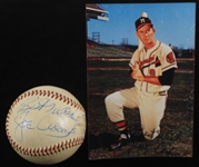 1951-1962 Joe Adcock Cincinnati Reds and Milwaukee Braves Signed Giles Spaulding ONLB (JSA) (Lot of 2)
