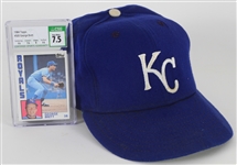 1980s Kansas City Royals Team Issued New Era Pro Model Hat attributed to George Brett w/ Topps Trading Card (Lot of 2)