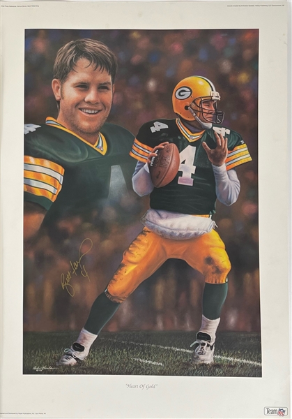 1995 Brett Favre Green Bay Packers Signed "Heart of Gold" 21x30 Print