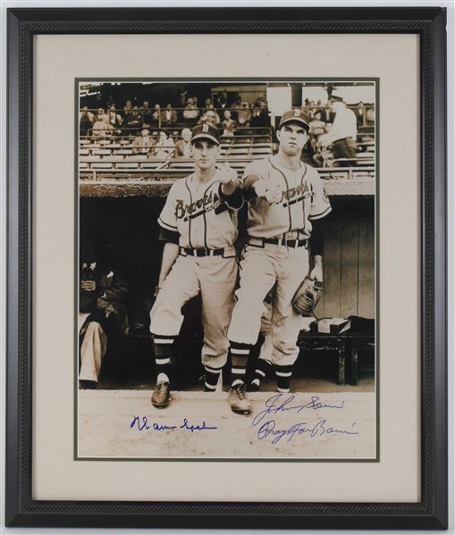 1948 Warren Spahn & Johnny Sain Braves 22x26 Signed Framed Photo (JSA)