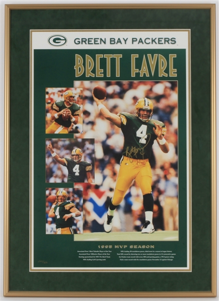 1995 Brett Favre Green Bay Packers MVP Season Signed 24x33 Framed LE Print (JSA)