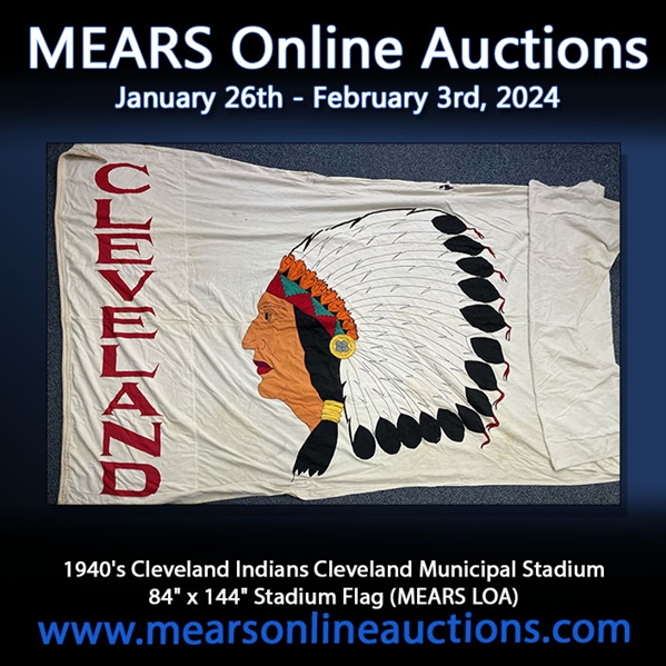 1940s Cleveland Indians Cleveland Municipal Stadium 84" x 144" Stadium Flag (MEARS LOA) 