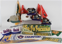 1960s-1990s Green Bay Packers, Milwaukee Brewers Pennants, Caps, Bumper Stickers & more (Lot of 70+)
