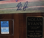 1990 Nolan Ryan Texas Rangers 300th Career Win 12 x 15 Display w/ Ticket Stub & Signed Photo (JSA)