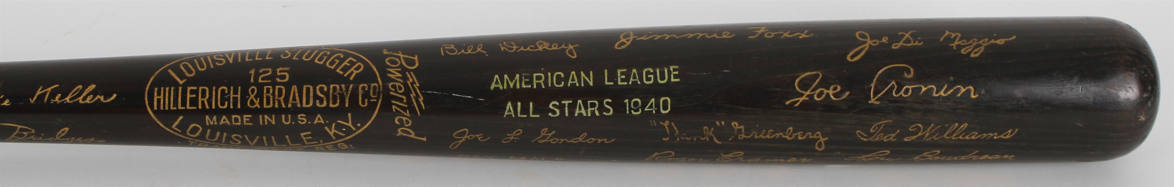 1940 American League All Stars H&B Louisville Slugger Commemorative Black Bat