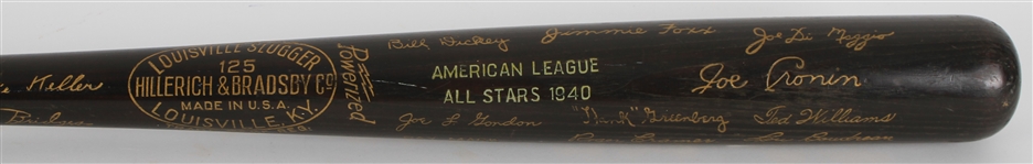 1940 American League All Stars H&B Louisville Slugger Commemorative Black Bat