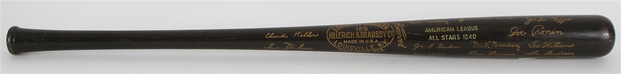 1940 American League All Stars H&B Louisville Slugger Commemorative Black Bat
