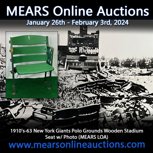 1910s-63 New York Giants Polo Grounds Wooden Stadium Seat w/ Photo (MEARS LOA)